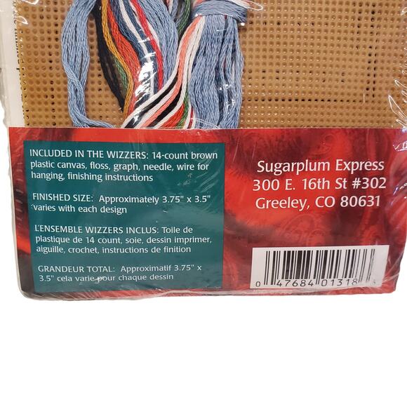 Wizzers Counted Cross Stitch Cookie Man Christmas Ornament NEW Vintage 1318 - Picture 3 of 8